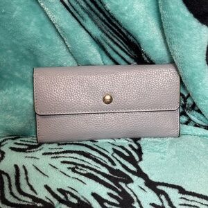 Lodis Pebbled Leather Trifold Wallet - Light Taupe